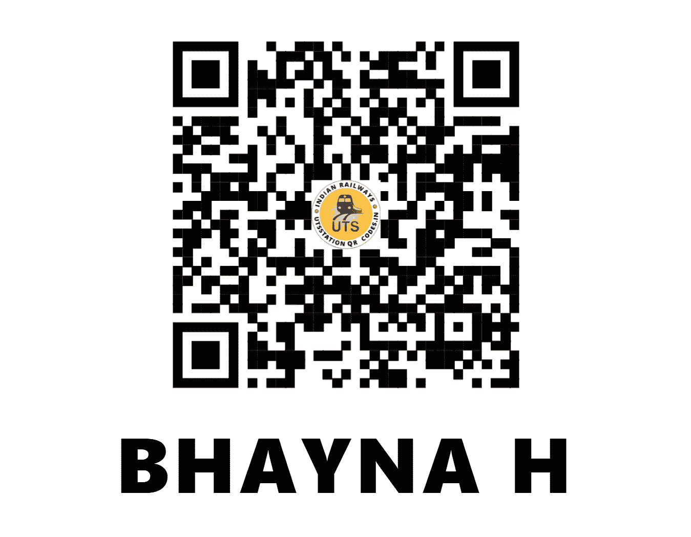 UTS QR Code for BHAYNA H - BHNA (ER - WEST BENGAL)